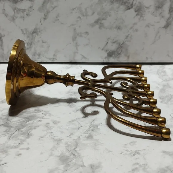 Menorah 9 branch candle holder solid brass
